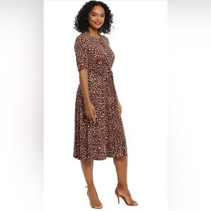 London Times Side Tie Flattering Midi Length Chic Versatile Matte Jersey Dress